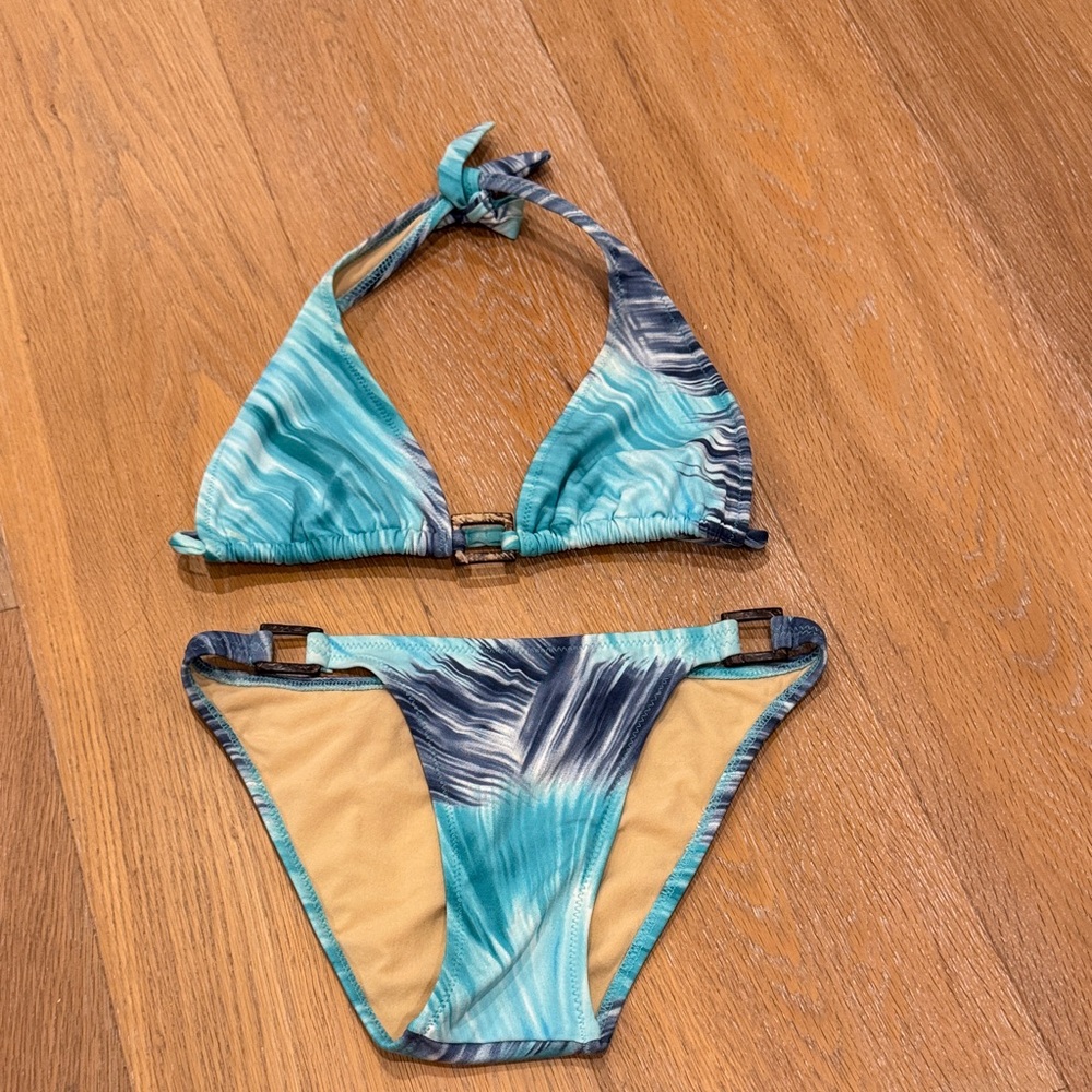 BCBGMaxAzria Aqua Wave Two Tone Blue Bikini Set